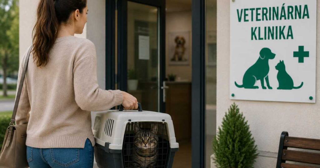 mačka v klietke veterinár