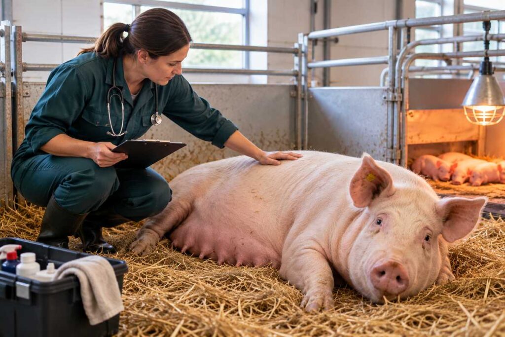 veterinár pri rodiacej prasnici